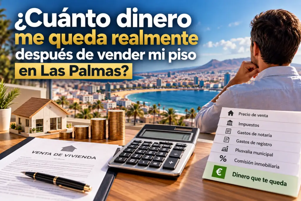 Propietario calculando beneficios de la venta de su vivienda en Las Palmas de Gran Canaria