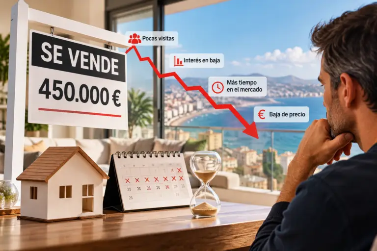 Propietario mirando una gráfica de venta inmobiliaria en Las Palmas de Gran Canaria